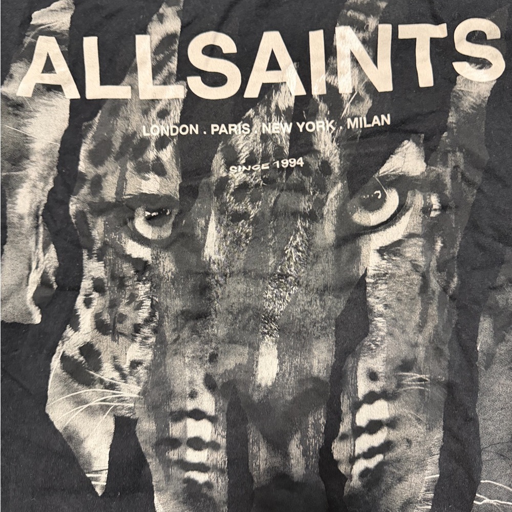 AllSaints Black Graphic T-Shirt dress